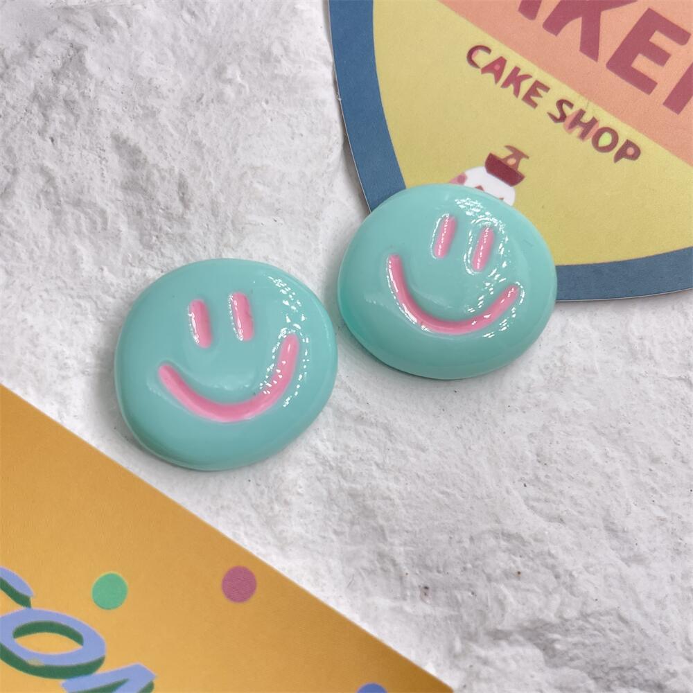 10pcs Kawaii Smile Face Flat Back Resin Charms DIY Earring Hairpin Clothing Jewelry Accessories Phone Case Water Cup Decor Patch