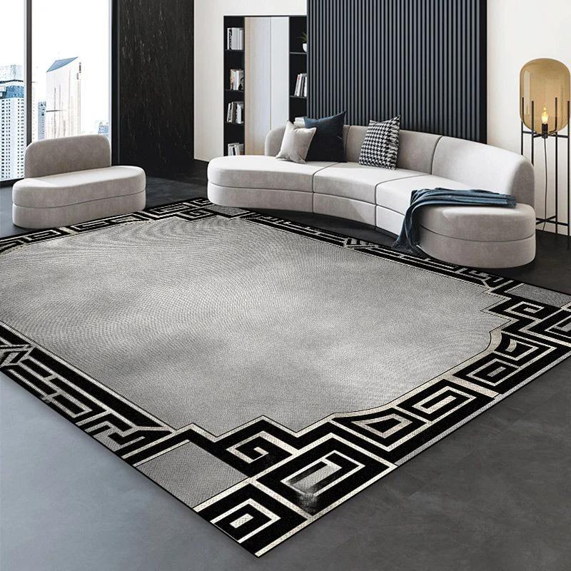 Luxury Black Golden Carpet for Living Room European Home Decoration Easy Clean Large Rugs Bedroom Cloakroom Non-slip Floor Mats
