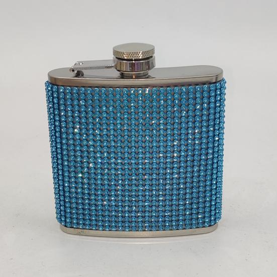 180ml Rhinestone Studded Hip Flask Leak-proof 304 Stainless Steel Reusable Anti-drop Wine Flask