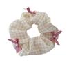 Plaid Hair Scrunchies No Crease Frizz Control Faux Pearl Bow Hair Ties No Damage Rubber Band Ponytail Holder Women Girls Hair Accessories