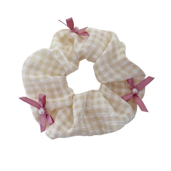 

Plaid Hair Scrunchies No Crease Frizz Control Faux Pearl Bow Hair Ties No Damage Rubber Band Ponytail Holder Women Girls Hair Accessories