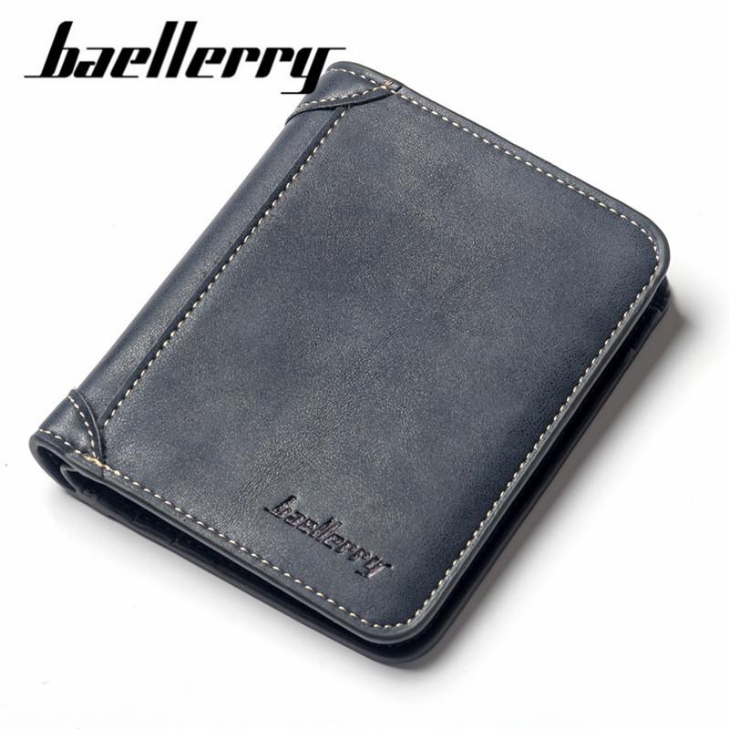 

Baellerry Модные мужские кожаные короткие кошельки Классический дизайн Визитница Кошелек 9.7cm*11.7cm*1.5cm темно-синий