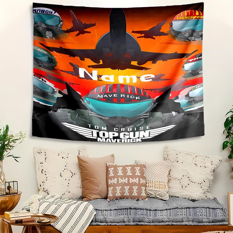 Personalized Top Gun Maverick Background Tapestry,Custom Name Birthday Party,Multifunctional Wall Decoration for Home Decor,Various Occasions