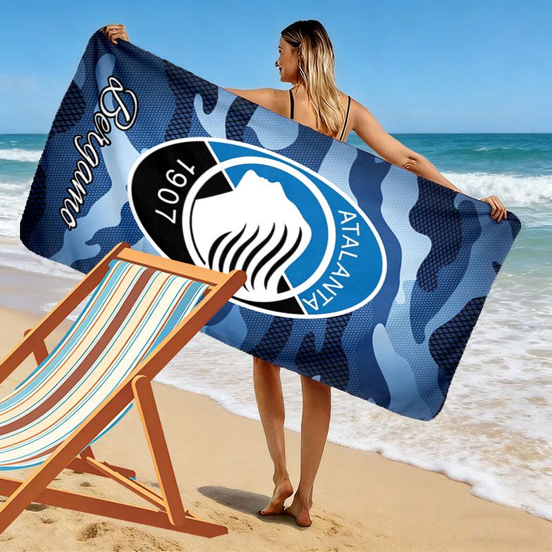 Asciugamano da Spiaggia Stampa Spirito di Squadra Atalanta, Asciugamano Grande Morbido Asciugatura Rapida per Spiaggia Campeggio Nuoto