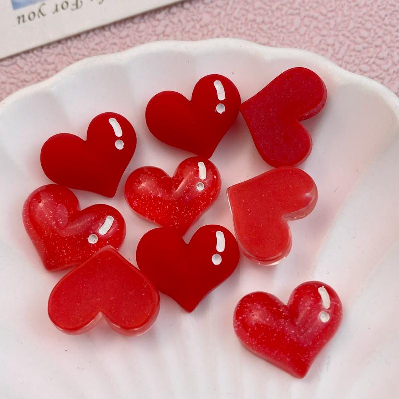 10 stuks Nieuwe Leuke Cartoon Valentijnsdag Rode Hart Serie Platte Achterkant Ornament Sieraden Strikken Accessoires