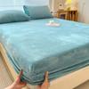 Simple Solid Milk Velvet Sheet Fitted Sheet Fashion Thickened Bed Cover for Autumn Winter Cozy Naked Sleeping Mattress Topper