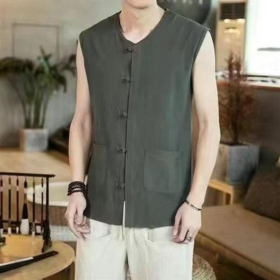 Men's Retro Style Loose Cotton & Linen Sleeveless Vest