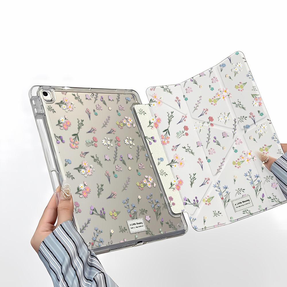 Applicable To iPad Pro 11-inch Color Flower Y Folded Edge Sticker, Tablet Protective Case with Pen Slot, Anti-drop, Simple Delivery.
