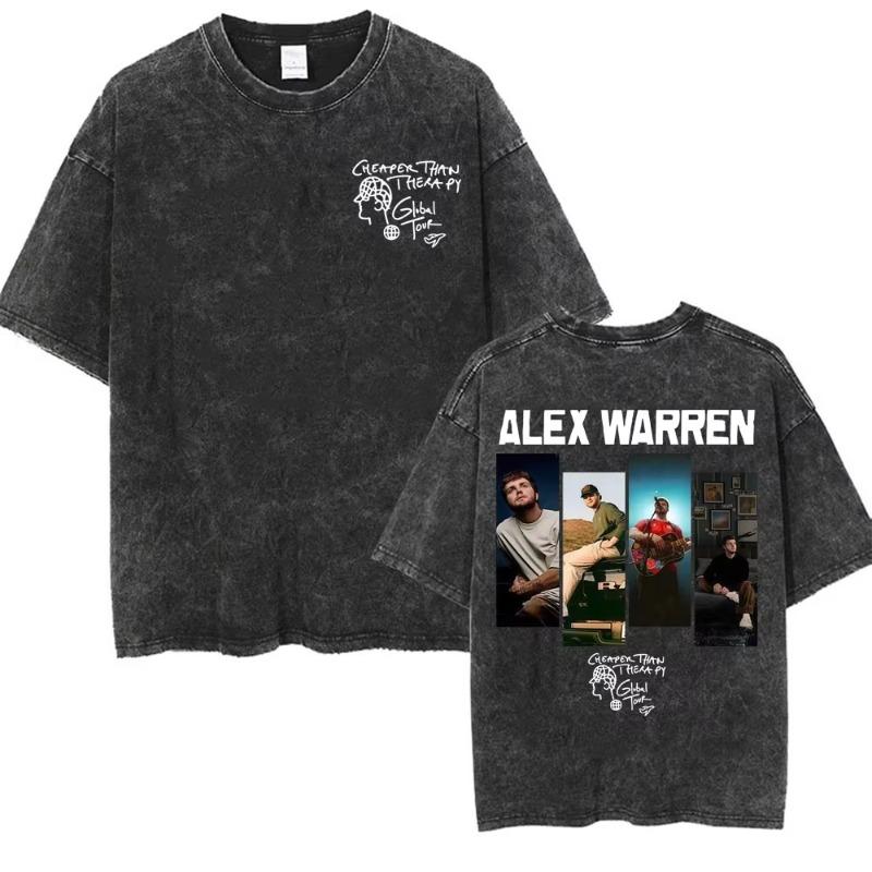 Alex Warren Little Orphan Alex Live Tour 2026 Graphic T Shirt Men's Clothing Vintage Washed T-shirts Casual O-Neck Loose T-shirt