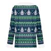 Women's Casual Long Sleeve Christmas Print Top with Plush Collar Holiday Tunic