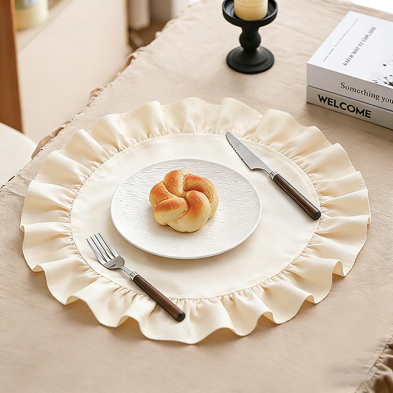 4PCS Cloth Napkins Round Placemat 100% Cotton Vintage Wedding Table Decoration Reusable for Kitchen Dinning Christmas Table Mats
