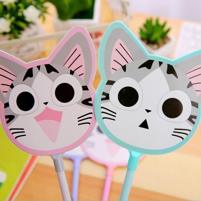 Cute Kawaii Fan Style Cool Cheese Cat Gel Pen Writing School Office Supply Student Prize Gift 2pcs