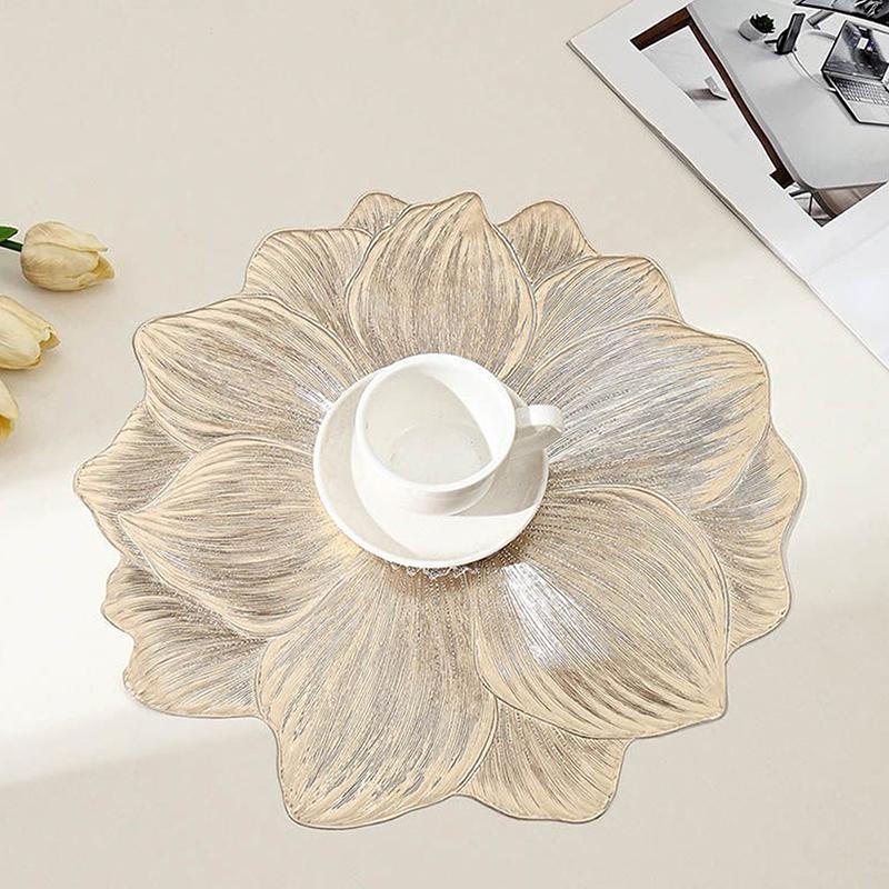 New Lotus-Shaped Heat-Resistant Placemat Decorative Washable Table Pad Coasters For Home Party Wedding Decoration