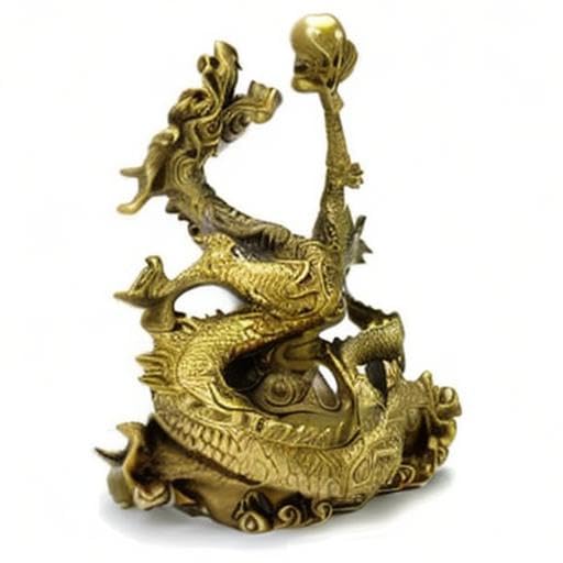 Rising Cloud Dragon, Feng Shui, Good Luck Dragon Figurine, Brass and Bronze, Divine Beast, Career Advancement, Wealth Luck, Amulet, AM-AMZ-0039