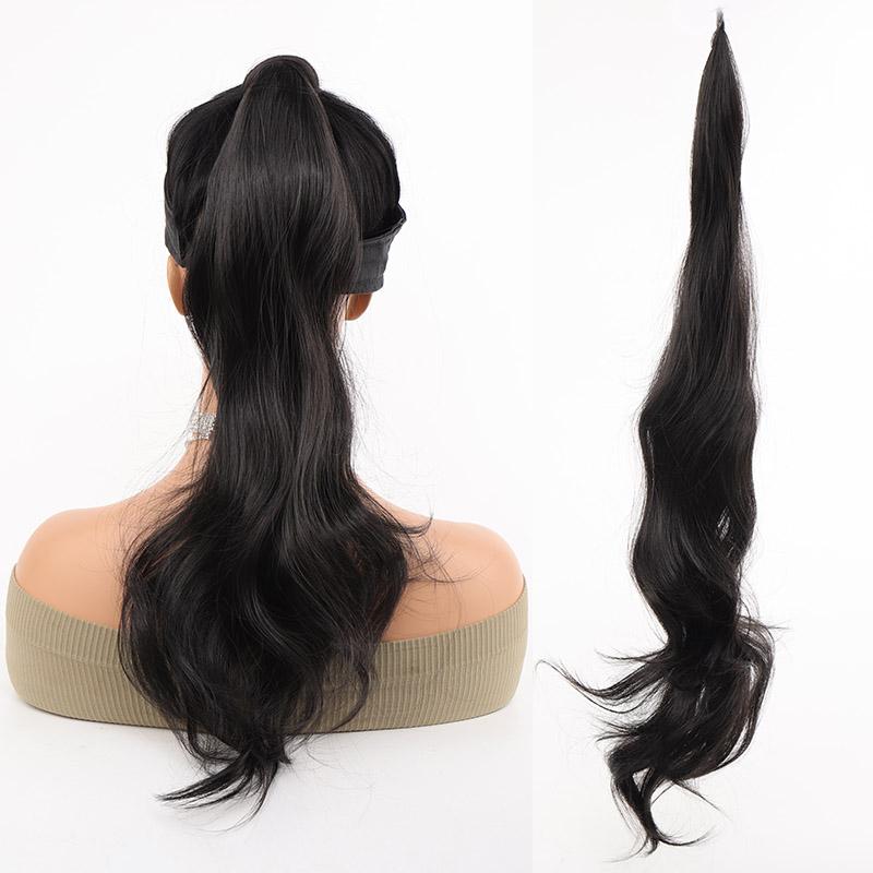 Elastyczne owinięte przedłużenie kucyka Natychmiastowe owinięcie kucyka Długie włosy w koński ogon Przedłużanie kręconych fal Syntetyczne kucyki Treska