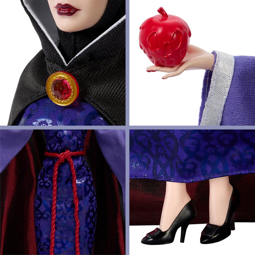 Mattel Disney Villains Queen Collector Articulated Doll with Doll Ages Purple JLT56 (Snow White) Doll, Body, Dress-Up Stand, 6+,
