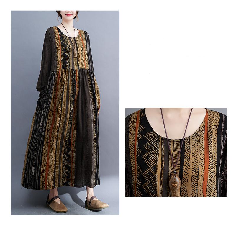 Женские тонкие возрастные платья большого размера в стиле ретро с длинными рукавами — фото 7