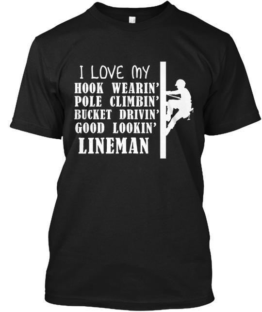 I Love My Lineman T-Shirt Made in the USA Size S to 5XL