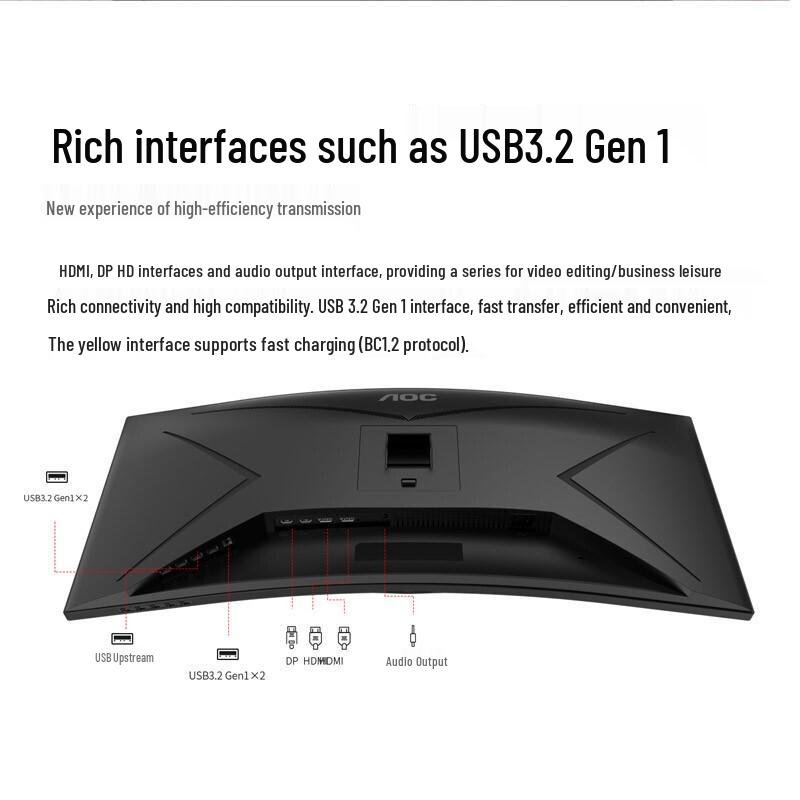 AOC CU34P2X 34-inch WQHD 144Hz 1ms Ultrawide Curved Monitor CN Plug (adapter Included)
