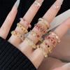 Fashionable Colorful Zircon Ring for Women Niche Design Rose Gold Love Rainbow Zircon Open Ring Party Light Luxury Jewelry Gift