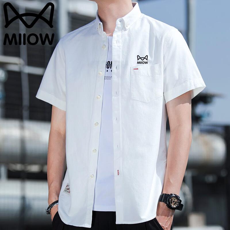 MiiOW Men s Pure Cotton Casual Short Sleeve Shirt L
