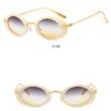 Ladies Sunglasses, Small Frame Oval Retro Too Catwalk Metal Glasses, Personalized Decorative Beach Travel Photo Sunglasses
