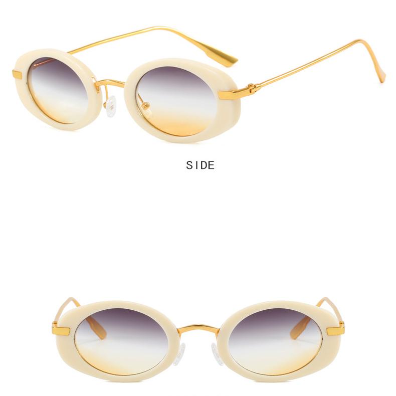 Ladies Sunglasses, Small Frame Oval Retro Too Catwalk Metal Glasses, Personalized Decorative Beach Travel Photo Sunglasses