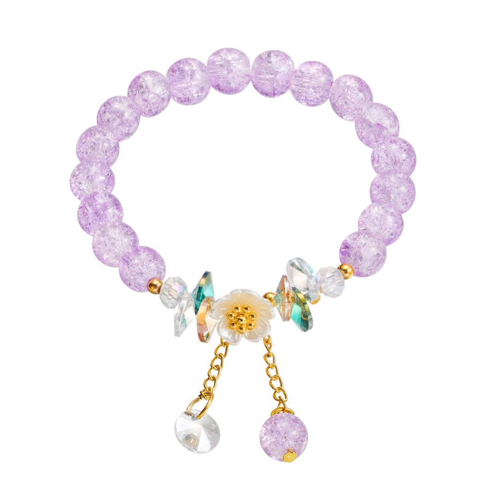 1pc Korean Style Sweet Daisy Flower Bracelet Colorful Crystal Beaded Elastic Rope for Women Girls Party Wedding Jewelry Gift