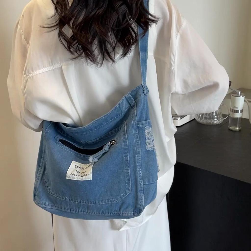 Denim Bag Shoulder Bag Large Capacity Women's Commuter Tote Bag AVE
