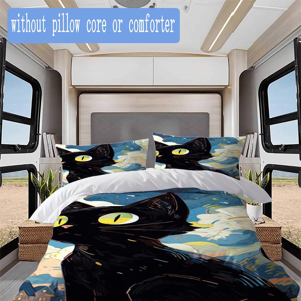 Cat art Pattern Bedding,Quilt Set Quilt Cover Pillowcase Home Birthday Gift (1*duvet cover+2*pillowcase,without core)ZSJT0917311