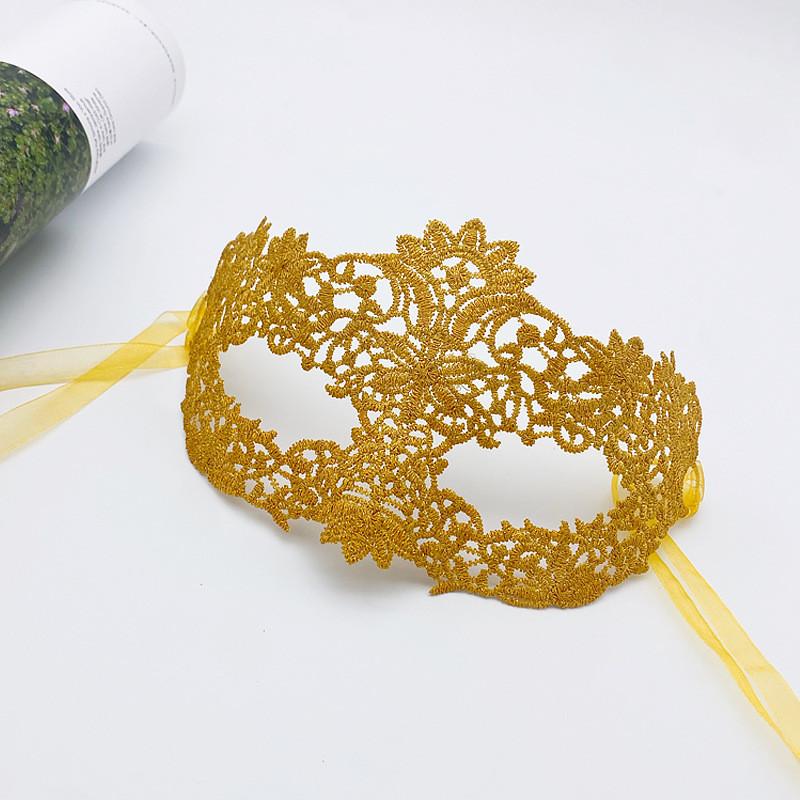 

Lace Adult Costume Mask With Semi Metallic Design For Themed Events And Gifts Gold