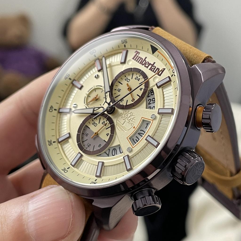 Timberland Callahan Series Watch Quartz Movement Beige Dial Chronograph Outdoor Sports American Vintage Men watches TDWGF2102604
