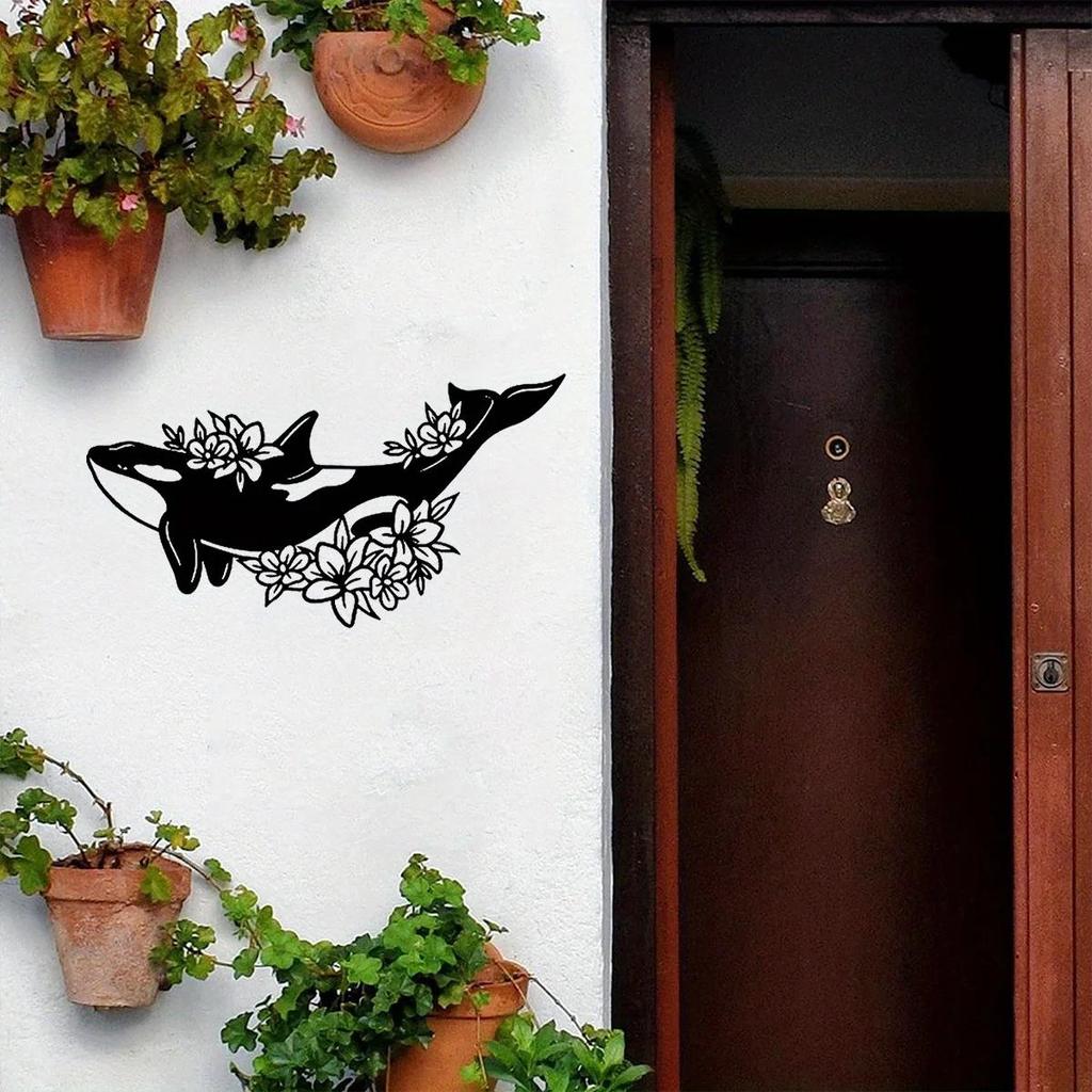 Whale Mural Marine Life Metal Silhouette Home Decor Outdoor Wall Art Craft Halloween Christmas New Year Gift