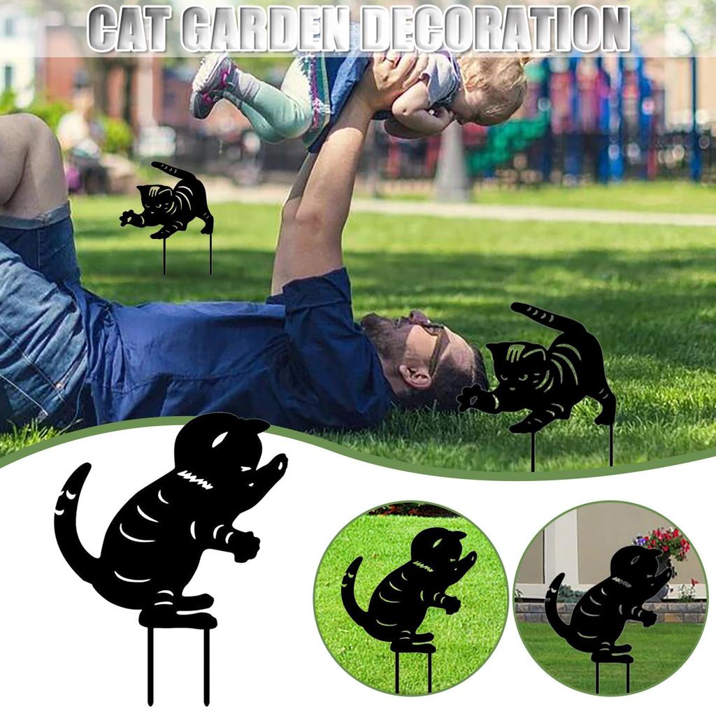 Garden Ornaments Cute Cat Acrylic Ground Plug Decoration Supplies Garden Insert Sign Yard Decoration Garden Ground Plug