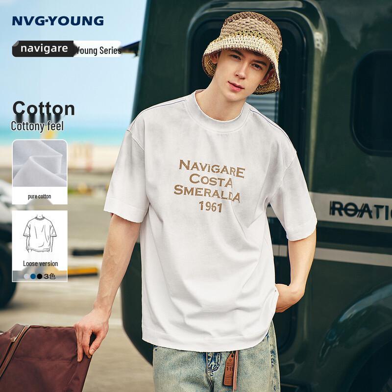 NVG·YOUNG Men s Distressed Cotton Sailboat T-Shirt EU 39