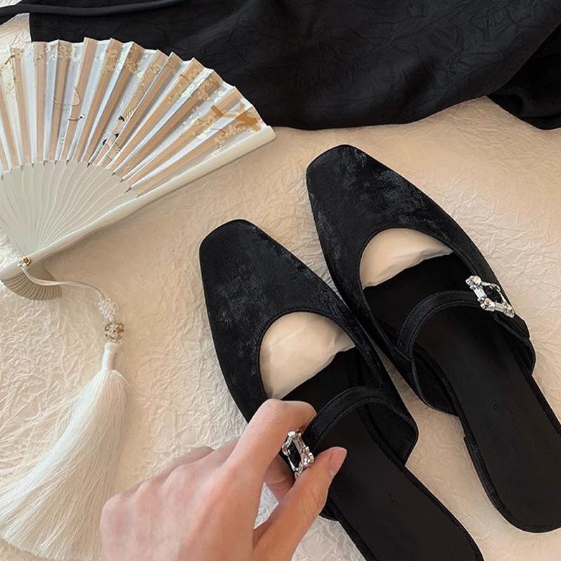 

Sheepskin version of grape mother, the same national style into summer French rhinestone buckle bag head Muller half slippers women s sandals summer 35