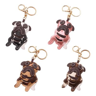 PU Leather Keychain Pendant Featuring Lazy Dog Design for Car Keys Lightweight and Fashionable Use In Daily Commute