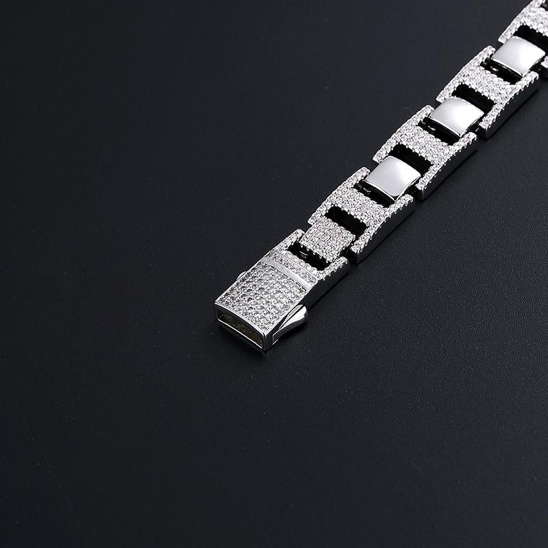Hip Hop Copper Jewelry 12mm Diamond Icy Claw Bracelet Men's Cuban Chain Bracelet