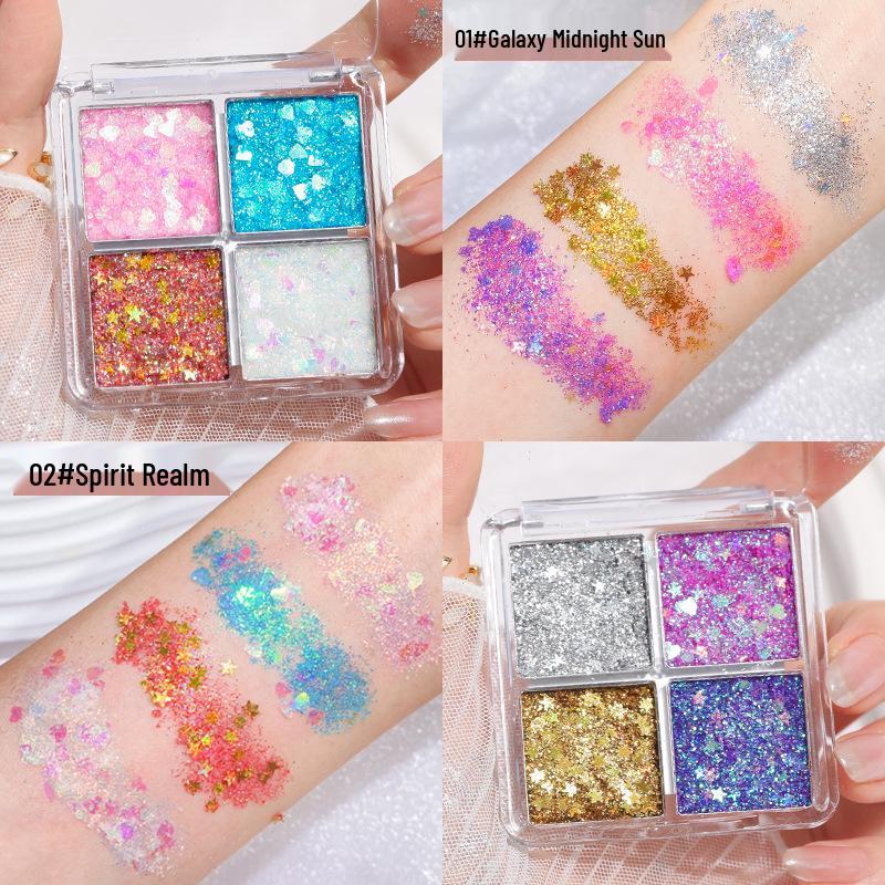 Children's Day Glittering 4-Color Eyeshadow Palette for Parties & Stage Makeup