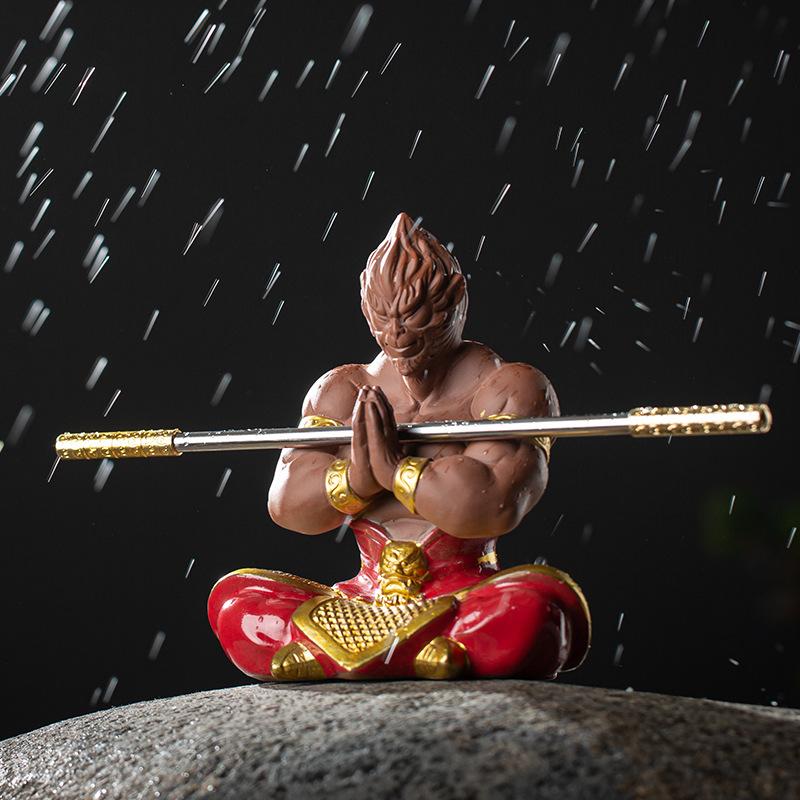 Ceramics Monkey King Figure Statue Chinese Mythological Characters High Quality Home Living Room, Office Decoration Artwork