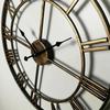 40CM 3D Large Wall Clocks Roman Numerals Retro Round Metal Iron Accurate Silent Nordic Hanging Ornament Living Room Decoration.