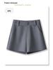 Spring 2025 Women's High-Waist White A-Line Suit Shorts - Casual, Loose Wide-Leg Design
