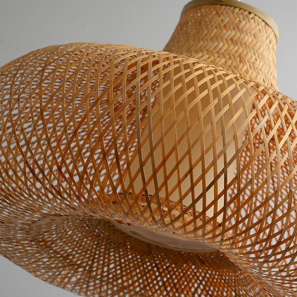 Japanese Style Rattan Pendant Lamp 50CM Hand Knitted Bamboo Lantern With Woven Lamp Shade Living Room Chandelier Ceiling Lamp