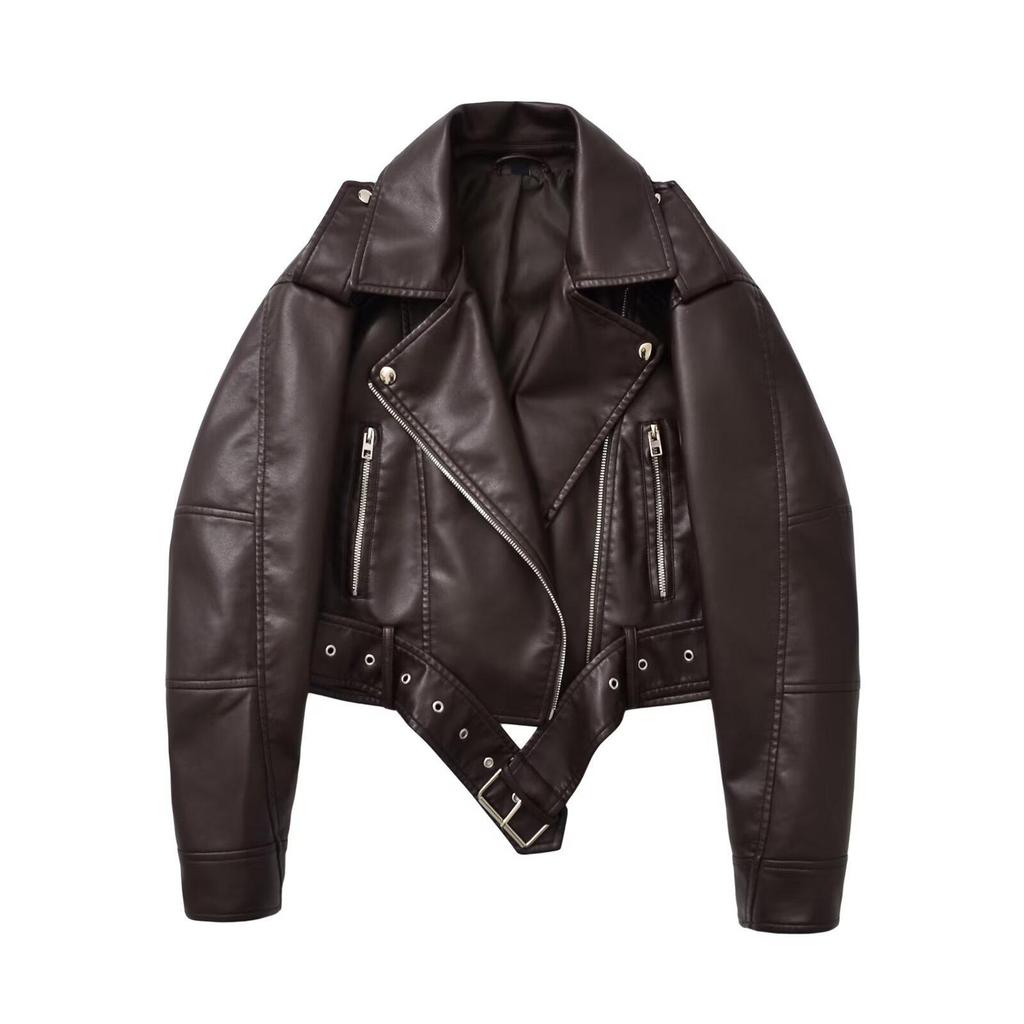 2025 Autumn/Winter Retro Fashion Women's Short Motorcycle Jacket