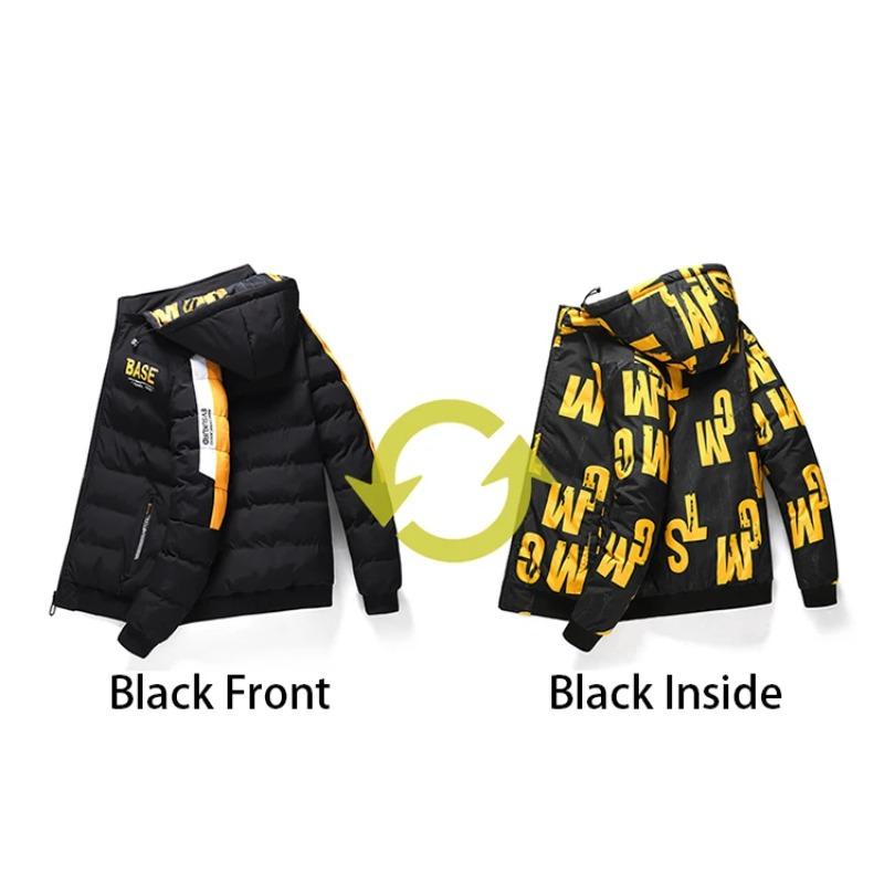 Winter Men's New Double-Sided Jacket Padded Thickened Cold Warm Comfort Down Jacket Hat Removable One Piece Of Two Wear M-5xl