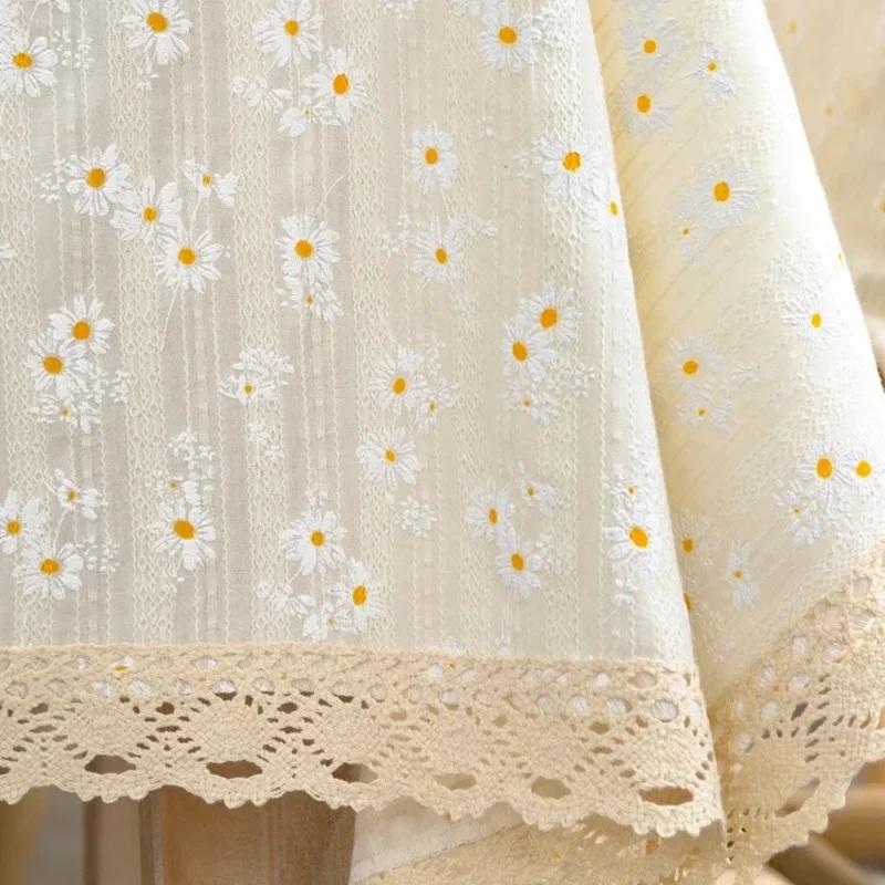 White Pompom Tablecloth Rectangle Boho Jacquard Dust-Proof Table Cover For Kitchen Dinning Living Room Tabletop Home Decorations