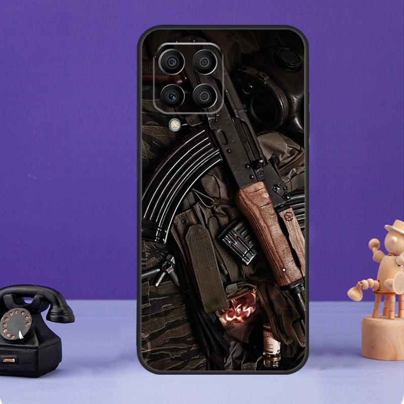 

Чехол для пистолета AK47 с пулями для Samsung Galaxy M12 M32 M52 M55 M13 M33 M53 M14 M34 M54 M20 M30s M31s M51 M31 M21 Samsung M51