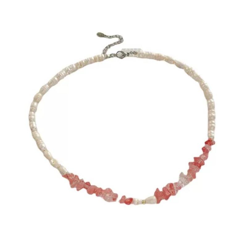 Meier Bohemian Ethnic Freshwater Pearl Necklace with Colorful Glass Heart Pendant Choker