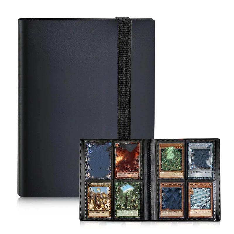 Portable Card Storage Album 4 Slot Belt-Bound Binder Holds 160 Trading Cards for Home Travel Use