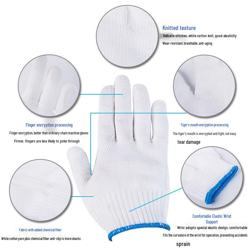 Xingxuan Thickened White Nylon Work Gloves